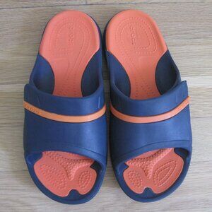 Crocs Blue Orange Two Toned Dual Comfort Slides Size 8 Women or 6 Men Unisex